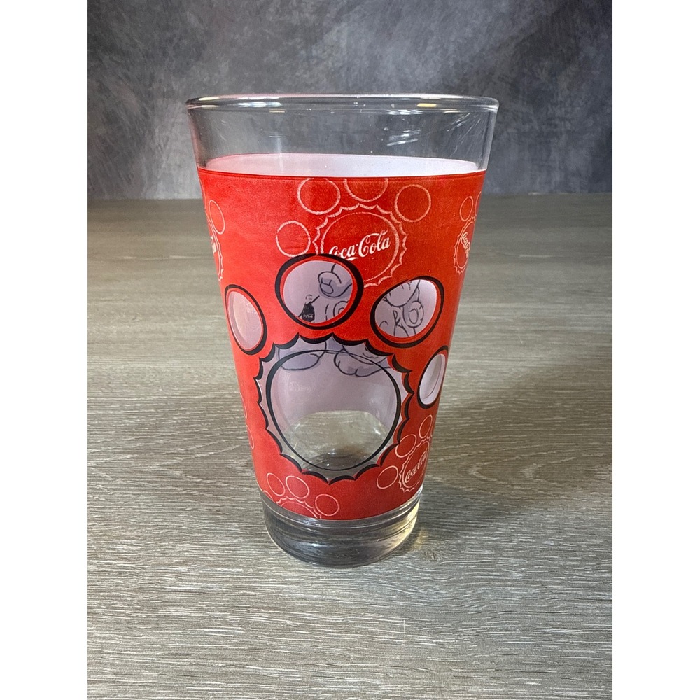 Coca-Cola Polar Bear Red Bottle Cap Pint Glass Collectible Soda Advertising